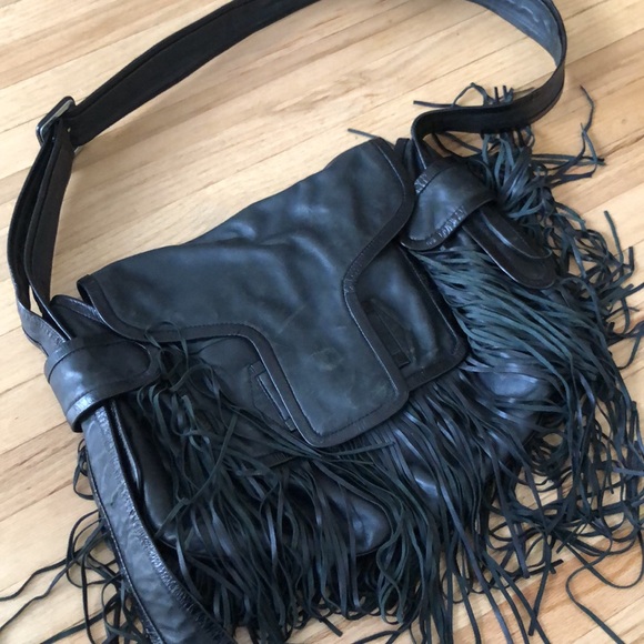 Pierre Hardy black leather crossbody handbag with fringe - Picture 6 of 7